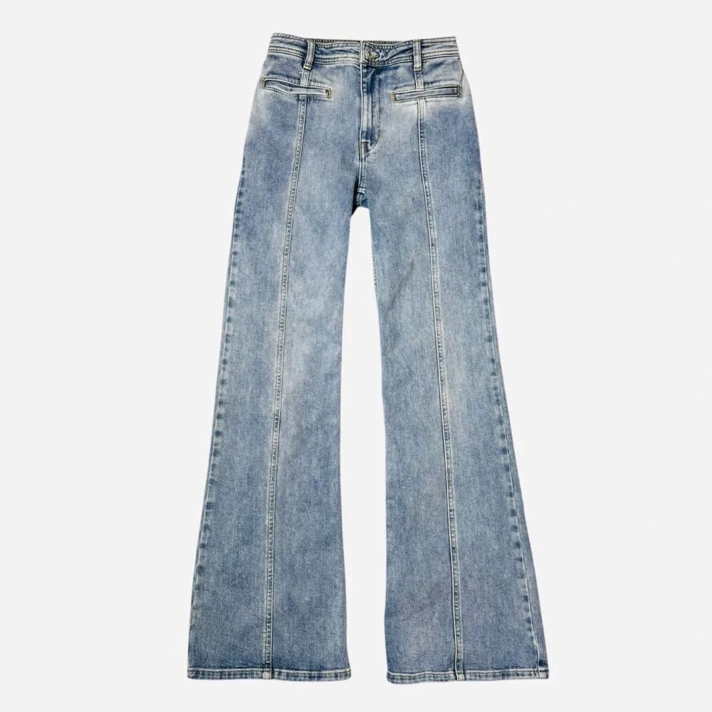 Free People We The Free Firecracker Flare Mid Stone Wash Jeans Size 27 - Picture 3 of 12